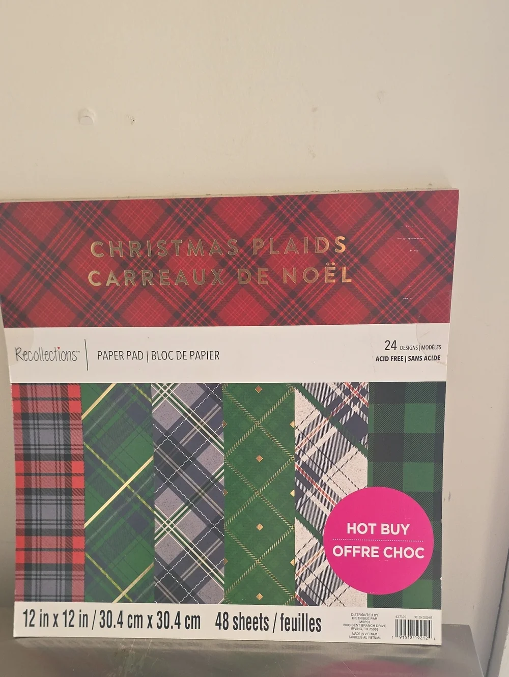 Recollections Christmas Plaids Paper Pad - Red, Green, Navy